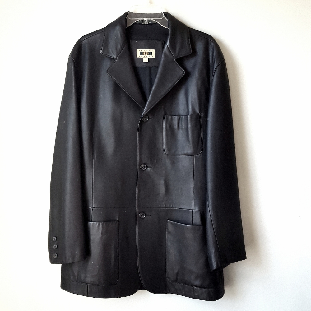 Black soft Italian leather jacket Joseph Abboud